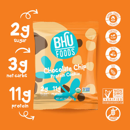 Bhu Foods Protein Cookie - Chocolate Chip (10 cookies - 1.65oz each)