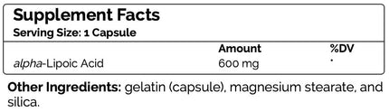Source Naturals Alpha Lipoic Acid 600mg (60 capsules)