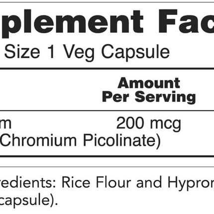 NOW Chromium Picolinate 200 mcg (100 veg capsules)