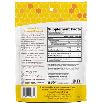 Wedderspoon Manuka Honey Lozenges - Lemon Ginger (2.6 oz)