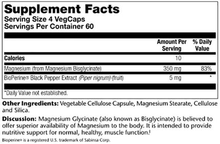 Solaray Magnesium Glycinate 350mg (240 capsules)