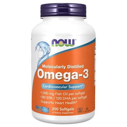 NOW Omega-3, Molecularly Distilled (200 softgels)