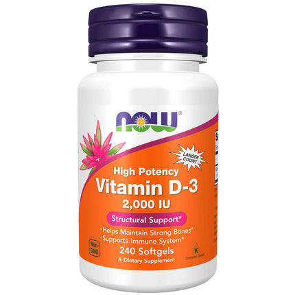 NOW Vitamin D-3 2000 IU (240 softgels)