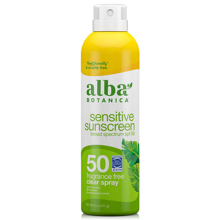 Alba Botanica Sensitive Sunscreen Fragrance Free Clear Spray SPF 50 (6 oz)