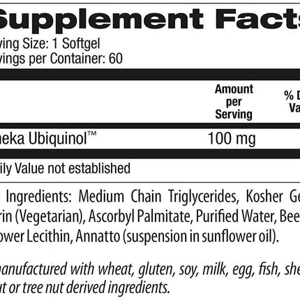Healthy Origins Natural Ubiquinol 100mg (60 softgels)