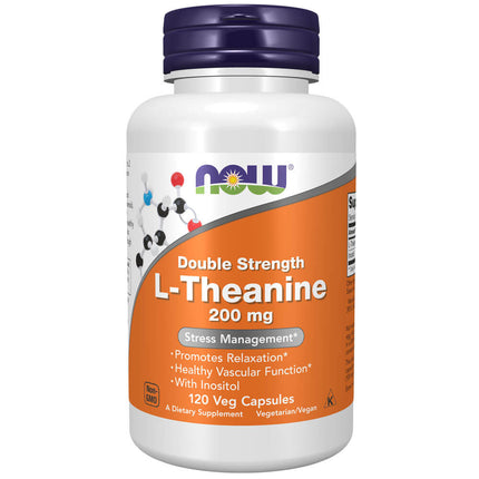 NOW L-Theanine, Double Strength 200mg (120 veg capsules)