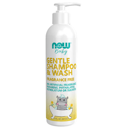NOW Baby Gentle Shampoo & Wash - Fragrance Free (8 fl oz)