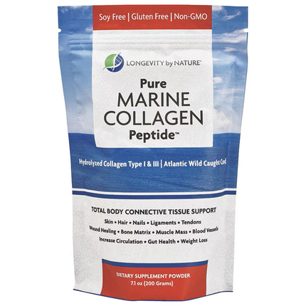 Longevity by Nature 100% Pure Marine Collagen Peptide Powder (7 oz)