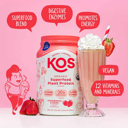 KOS Organic Plant Protein - Strawberries & Cream (1.25 lbs)