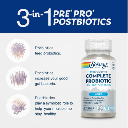 Solaray Mycrobiome Complete Probiotic - Men's Formula (30 vegcaps)