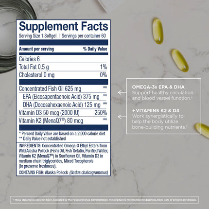 Wiley's Finest Omega-3 With K2 & D3 (60 softgels)