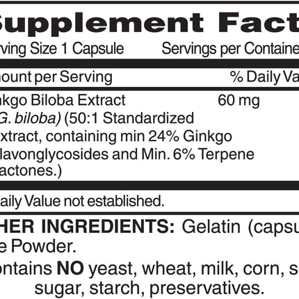Nature's Concept Ginkgo Biloba 60mg (60 capsules)