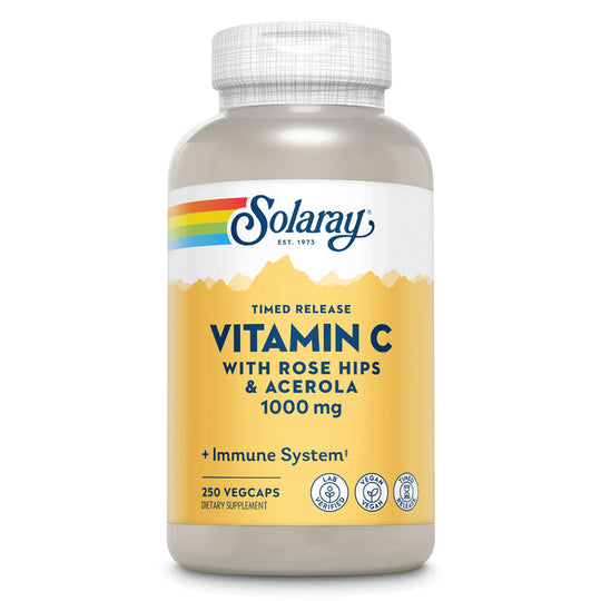 Solaray Vitamin C with Rose Hips & Acerola, Timed-Release, 1000mg (250 VegCaps)