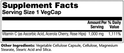 Solaray Vitamin C with Rose Hips & Acerola, Timed-Release, 1000mg (250 VegCaps)