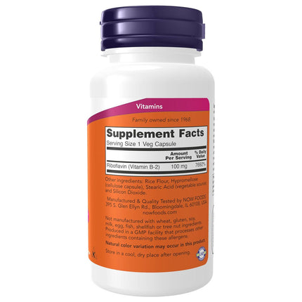 NOW Vitamin B-2 (Riboflavin) 100mg (100 capsules)