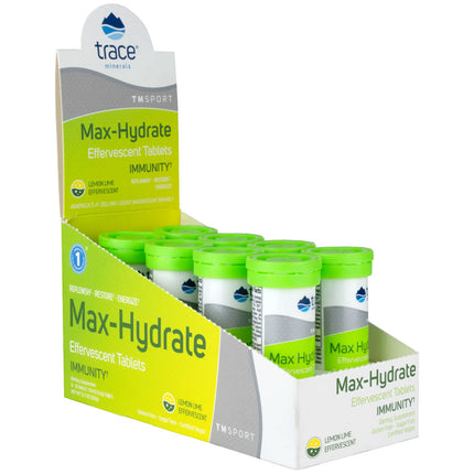 Trace Minerals Max-Hydrate Immunity - Lemon Lime (8 tubes)