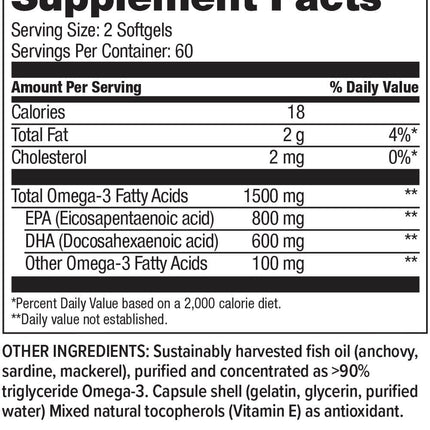 Hi-Health Omega-3 Fish Oil 1500mg (120 softgels)