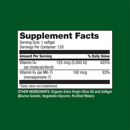 Hi-Health Vitamin D3+K2 (120 softgels)
