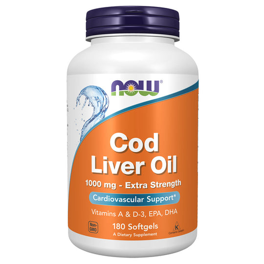 NOW Cod Liver Oil, Extra Strength 1000mg (180 softgels)