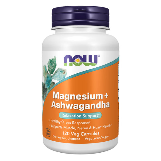 NOW Magnesium + Ashwagandha (120 veg capsules)