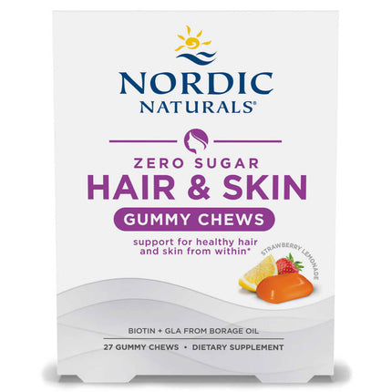 Nordic Naturals Zero Sugar Hair & Skin Gummy Chews (27 chews)