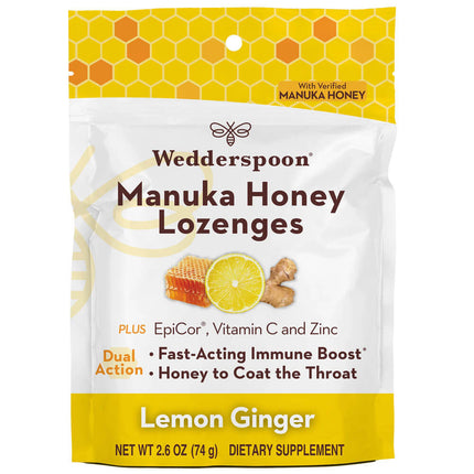Wedderspoon Manuka Honey Lozenges - Lemon Ginger (2.6 oz)