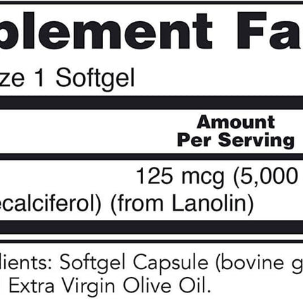 Protocol for Life Balance Vitamin D3 5000 IU (120 softgels)