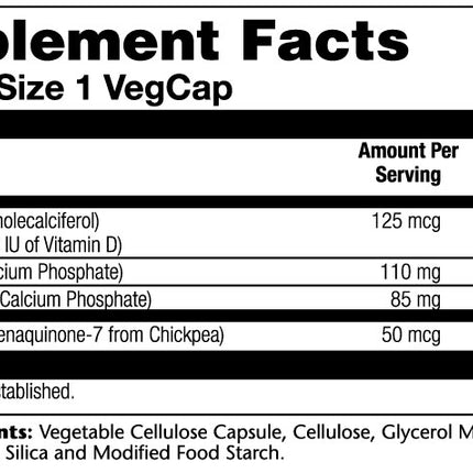 Solaray Vitamin D3 + K2 (120 vegcaps)