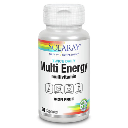 Solaray Twice Daily Multi Energy Multivitamin, Iron-Free (60 capsules)