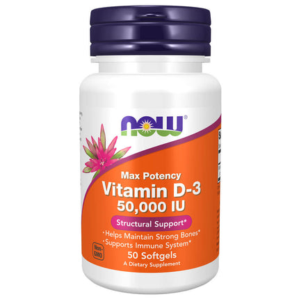 NOW Vitamin D-3 50,000 IU Max Potency (50 softgels)