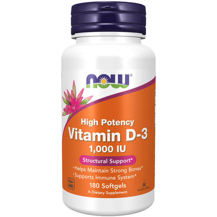 NOW Vitamin D-3 1,000 IU (180 softgels)