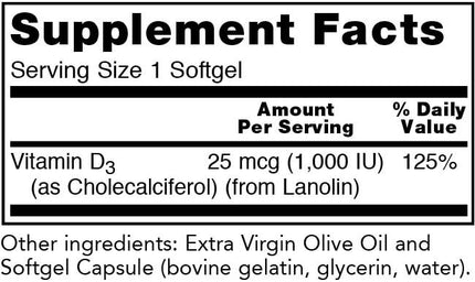 NOW Vitamin D-3 1,000 IU (180 softgels)