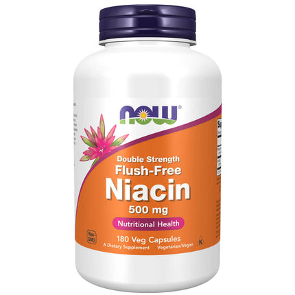 NOW Flush-Free Niacin 500mg, Double Strength (180 capsules)
