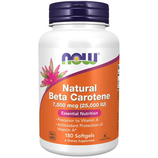 NOW Natural Beta Carotene 7500mcg (25,000 IU) (180 softgels)
