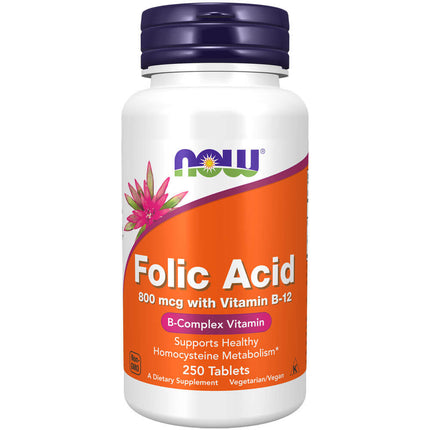 NOW Folic Acid 800mcg with Vitamin B-12 (250 tablets)