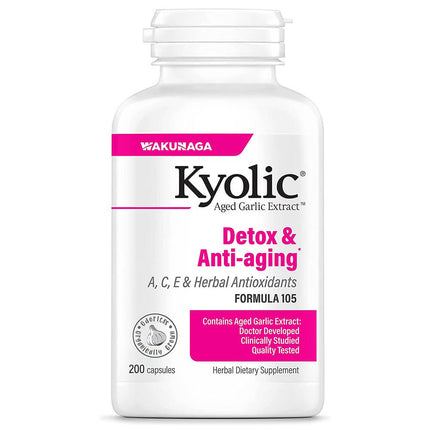 Kyolic Aged Garlic - Detox & Anti-Aging Formula 105 (200 capsules)