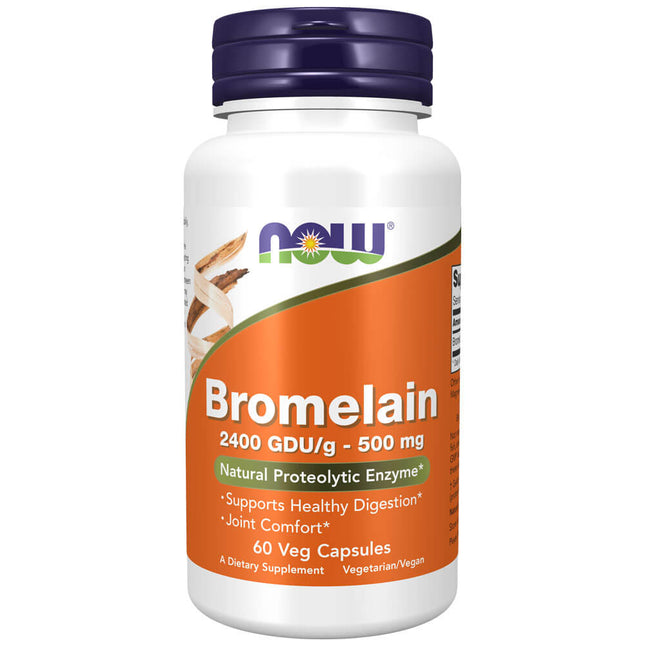NOW Bromelain 500mg - 2400 GDU-g (60 veg capsules)