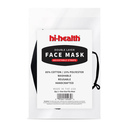 Hi-Health Face Mask - Double Layer Fabric - Adjustable Straps